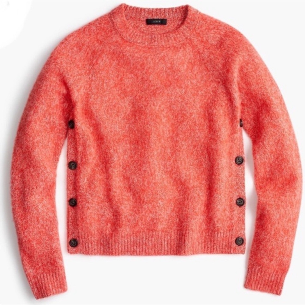 J.Crew coral Side Buttons Lambs Wool Sweater